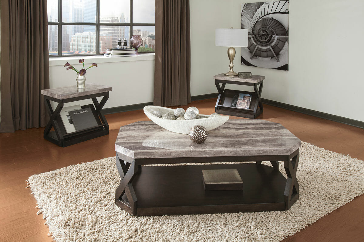 Radilyn Grayish Brown Occasional Table Set 3 CN NC Gallery Furniture