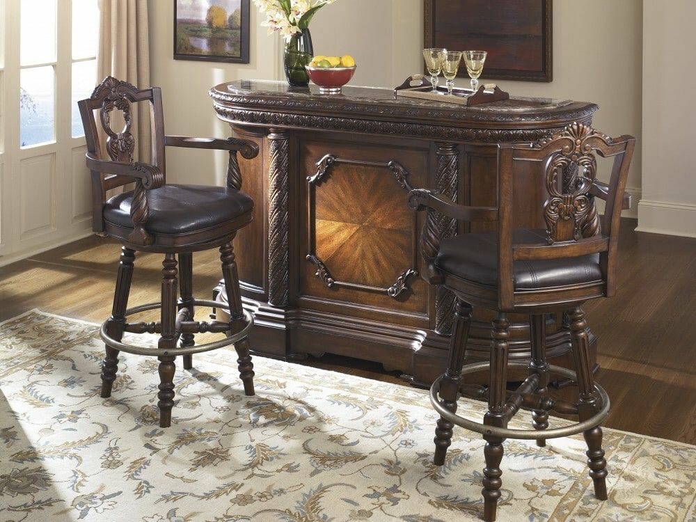 North Shore 3 Pc Bar With Marble Top 2 Tall Uph Swivel